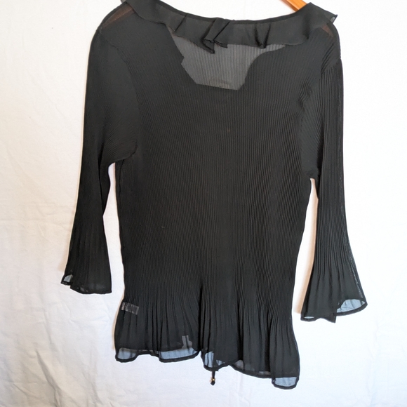 Cato Black Ruffle Blouse with Gold Accents - Picture 5 of 5